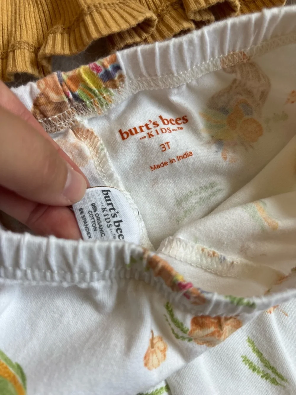 Burt’s Bee’s Toddler Girl Mustard Ruffle Tunic & Thanksgiving AOP Legging Set